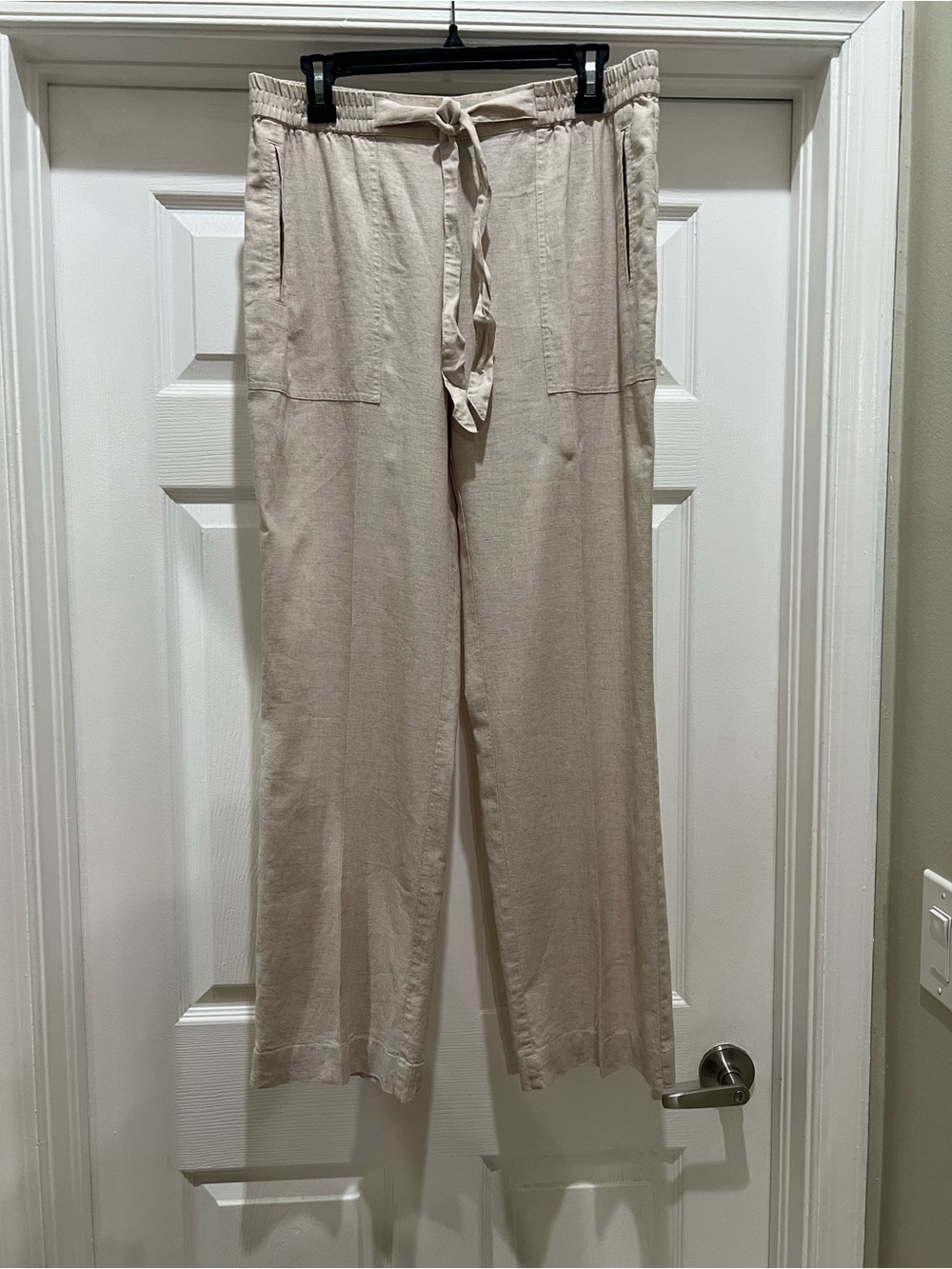 Rafaella Cream Elastic-Waist Pull-On Pants